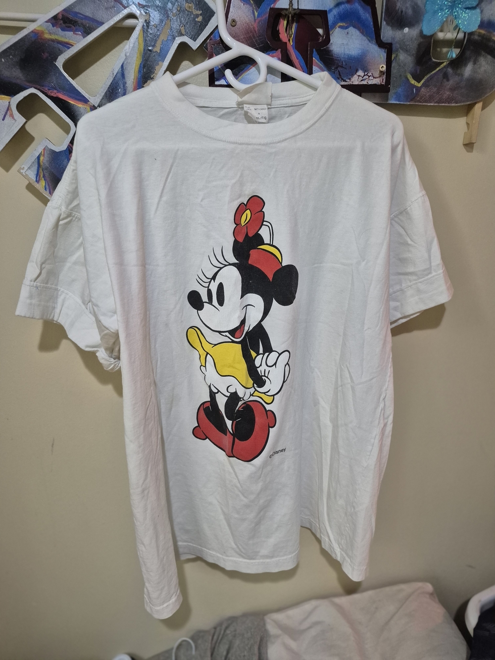 Source Unknown White Tee with Red, Yellow & Black Minnie Graphic